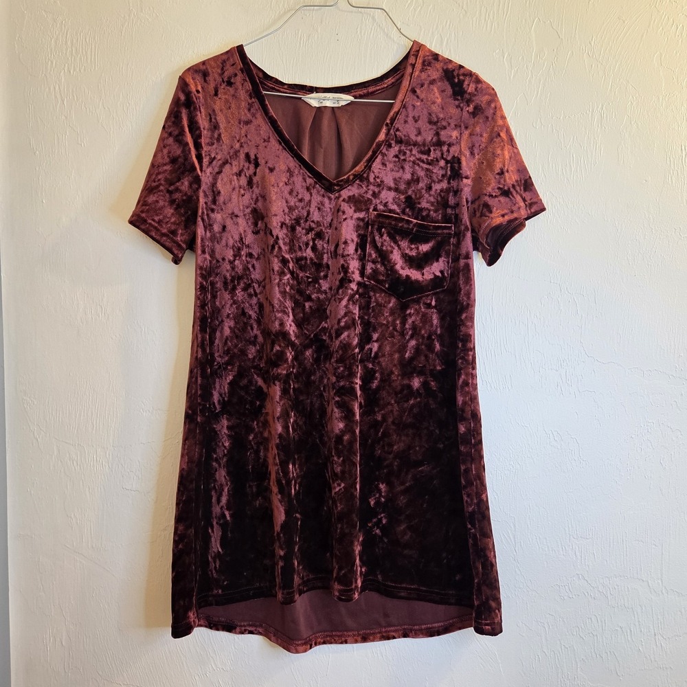 Spring + Mercer‎ Womens Small Velvet Legging Tunic Tee Burgundy Witchy Moody...